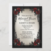 Invitation Dîner de répétition gothique Rose rouge Porte de f (Devant)