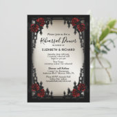 Invitation Dîner de répétition gothique Rose rouge Porte de f (Debout devant)