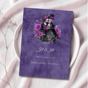 Invitation Dîner de répétition gothique squelette de mariage 