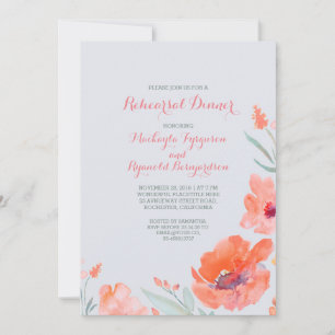 Invitation Dîner de répétition gourmande de fleurs d'aquarell