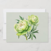 Invitation Dîner de répétition Green White Peony (Dos)