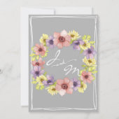 Invitation Dîner de répétition gris d'aquarelle florale moder (Dos)