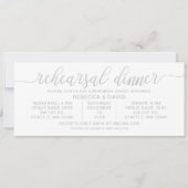 Invitation dîner de répétition gris et blanc argenté (Devant)
