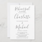 Invitation Dîner de répétition Gris Et Blanc Signature Script (Devant)