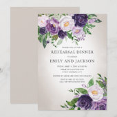 Invitation Dîner de répétition gris lavande violette (Devant / Derrière)