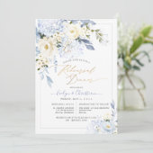 Invitation Dîner de répétition H2 Hydrangea Bleu Roses Crème (Debout devant)