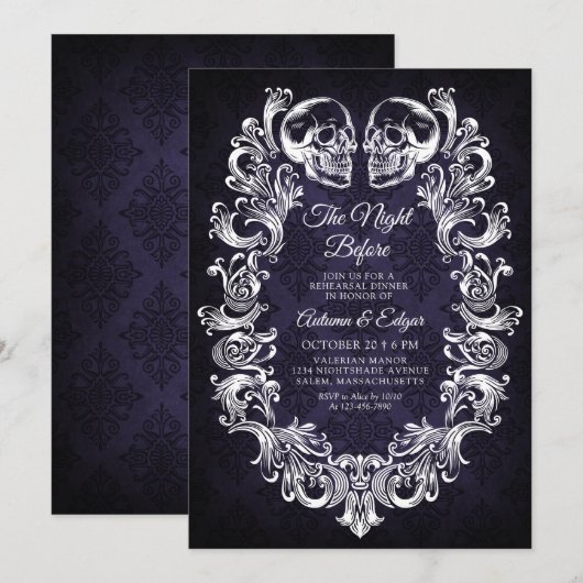 Invitation Dîner de répétition Halloween gothique (Devant / Derrière)