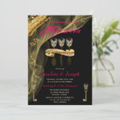 Invitation Dîner de répétition Halloween Noir, Crâne Or Keys (Debout devant)