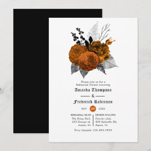 Invitation Dîner de répétition Halloween vintage noir et oran