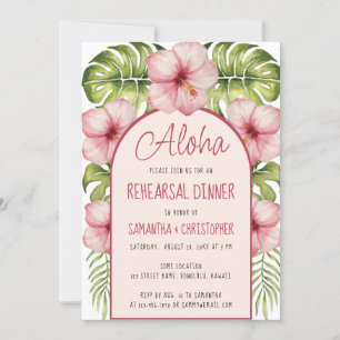 Invitation Dîner de répétition Hawaï Aloha Fleurs tropicales 