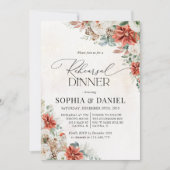 Invitation Dîner de répétition hiver rouge verdure Pinecone (Devant)