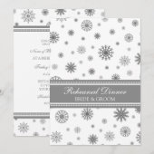 Invitation Dîner de répétition hivernale de neige grise blanc (Devant / Derrière)