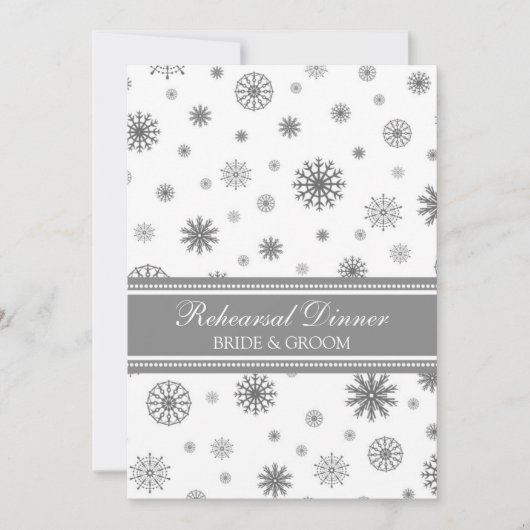 Invitation Dîner de répétition hivernale de neige grise blanc (Devant)
