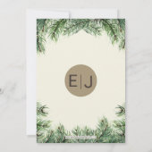 Invitation Dîner de répétition hivernale de sapin rustique (Dos)