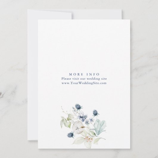 Invitation Dîner de répétition hivernale Dusty Blue Boho (Dos)