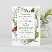 Invitation Dîner de répétition hivernale Rustique Pine Cône (Debout devant)