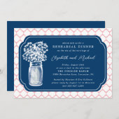 Invitation Dîner de répétition Honeycomb Mason Jar Fleurs sau (Devant / Derrière)