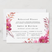 Invitation Dîner de répétition Hot Rose Chrysanthemum (Devant)