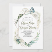 Invitation Dîner de répétition Hydrangée blanche et verdure (Devant)