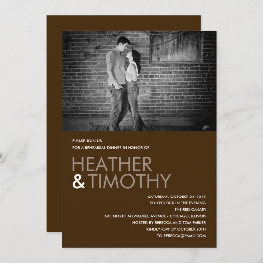 Invitation Dîner de répétition/invitation à la douche (Devant / Derrière)