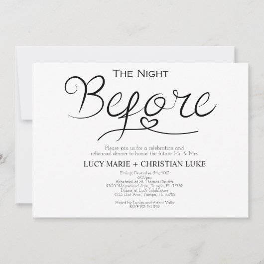 Invitation Dîner de répétition Invitation, répétition, script (Devant)