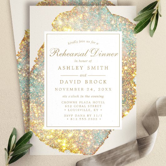 Invitation Dîner de répétition Iridescent Glitter