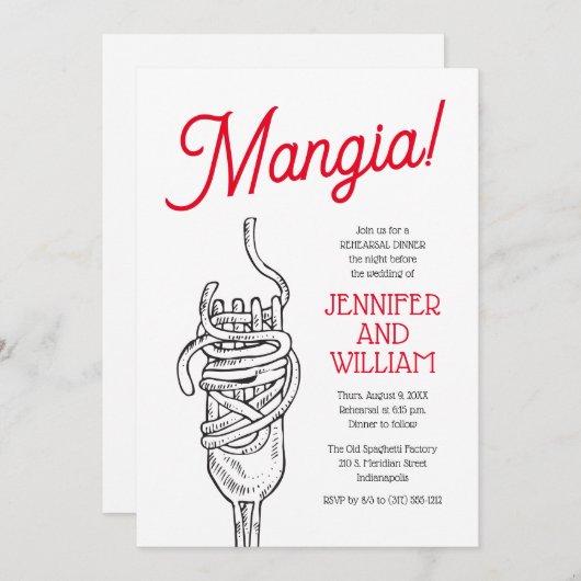 Invitation Dîner de répétition italien (Devant / Derrière)