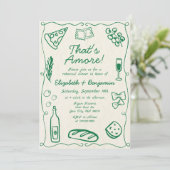 Invitation Dîner de répétition italienne Retro Vert Tiré À La (Debout devant)