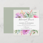 Invitation Dîner de répétition Jardin florissant Aquarelle (Devant / Derrière)