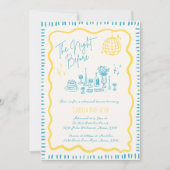 Invitation Dîner de répétition Jaune Wavy Tirée à la main (Devant)