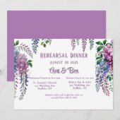 Invitation Dîner de répétition jolie purple et rose (Devant / Derrière)
