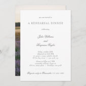 Invitation Dîner de répétition Julia Simple Argent Script Pho (Devant / Derrière)