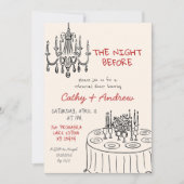 Invitation Dîner de répétition la veille dessinés à la main d (Devant)