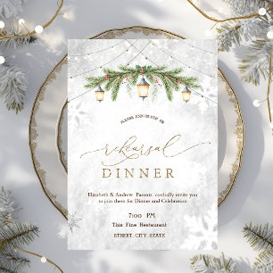 Invitation Dîner de répétition Lanterne Flocon de neige Branc