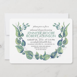 Invitation Dîner de répétition Laurel Wreath Watercolor