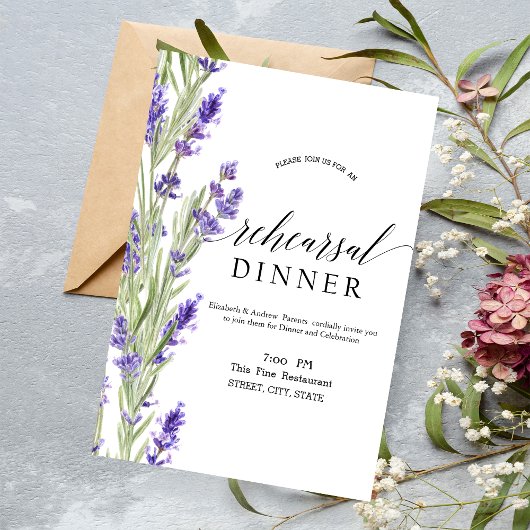 Invitation Dîner de répétition Lavander Greenery