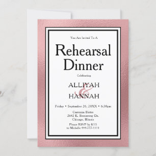 Invitation Dîner de répétition LGBTQ Rose Gold Moderne