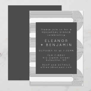 Invitation Dîner de répétition Lignes Noires Et Blanches Abst
