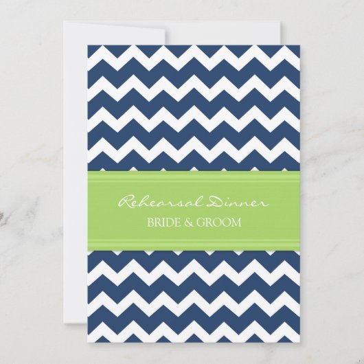 Invitation Dîner de répétition Lime Blue Chevron (Devant)