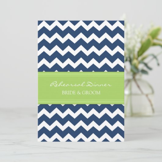 Invitation Dîner de répétition Lime Blue Chevron (Debout devant)