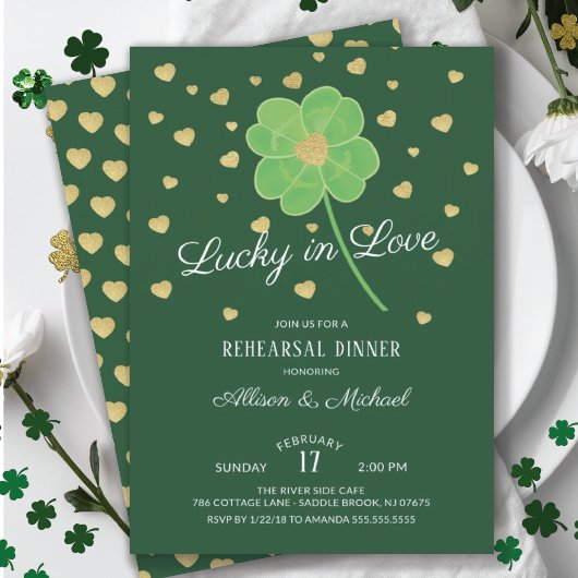 Invitation Dîner de répétition Lucky in Love Clover