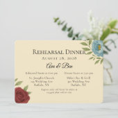 Invitation Dîner de répétition Lyons Blue & Dark Red Peony (Debout devant)