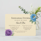Invitation Dîner de répétition Lyons Blue & Fig Purple Peony (Debout devant)