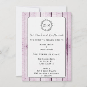 Invitation Dîner de répétition Magenta Rustic Monogram