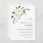 Invitation dîner de répétition magnolia bourgogne moderne (Devant)