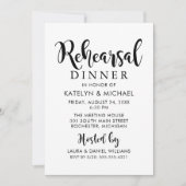 Invitation Dîner de répétition manuscrit noir moderne (Devant)
