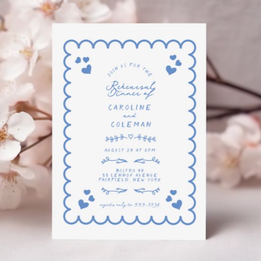 Invitation Dîner de répétition manuscrit rétro Wave Doodal