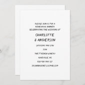 Invitation Dîner de répétition manuscrit Whimsy Black Text (Devant / Derrière)