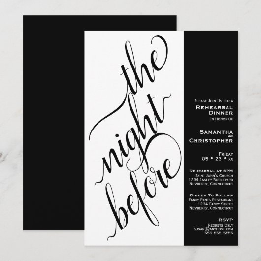 Invitation Dîner de répétition Mariage à 2 volets au minimum (Devant / Derrière)