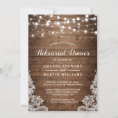 Invitation Dîner de répétition Mariage à cordes de bois rusti (Devant)